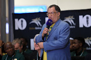 Safa president Danny Jordaan speaks at the reception at OR Tambo International Airport on Wednesday to welcome bronze medallists Bafana Bafana back from the Africa Cup of Nations.