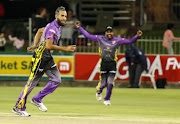 Imran Tahir of the Dolphins celebrates after taking a wicket during the Momentum One-Day Cup match against the Warriors at St Georges on January 05, 2018 in Port Elizabeth, South Africa. The Dolphins won by 79 runs. Set 251 for victory, the Warriors could only manage 171 in 38.3 overs.