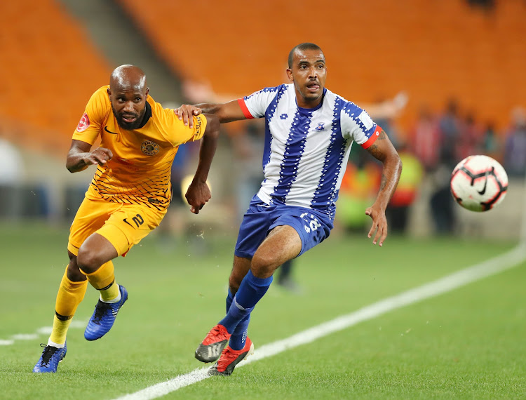 Kaizer Cheifs defender Ramahlwe Mphahlele (L), seen here challenging for ball with Deolin Mekoa (R) of Maritzburg United, says Amakhosi's chances to win the league become increasingly far-fetched with each passing game.