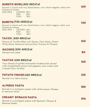 Mexican Maven menu 