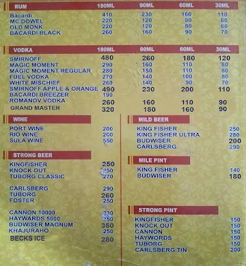 Hotel New Sanket menu 