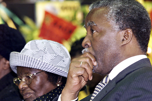 South African president Thabo Mbeki with his mother Epainette at the Memorial Service for his father Govan Mbeki at Centenary Hall, 2001. File photo.