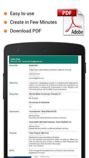 Screenshot Resume Builder & CV Maker PDF