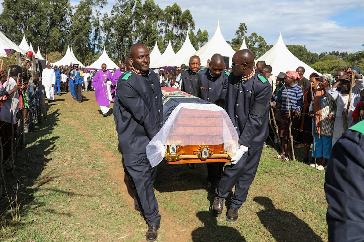 The funeral service of DCI Queens Volleyball team founder and coach Daniel Kimutai Bor in Uasin Gishu on Friday, April 12, 2024.