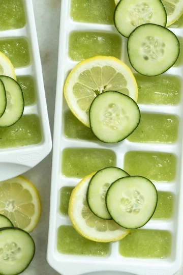 Cucumber and lemon ice cubes