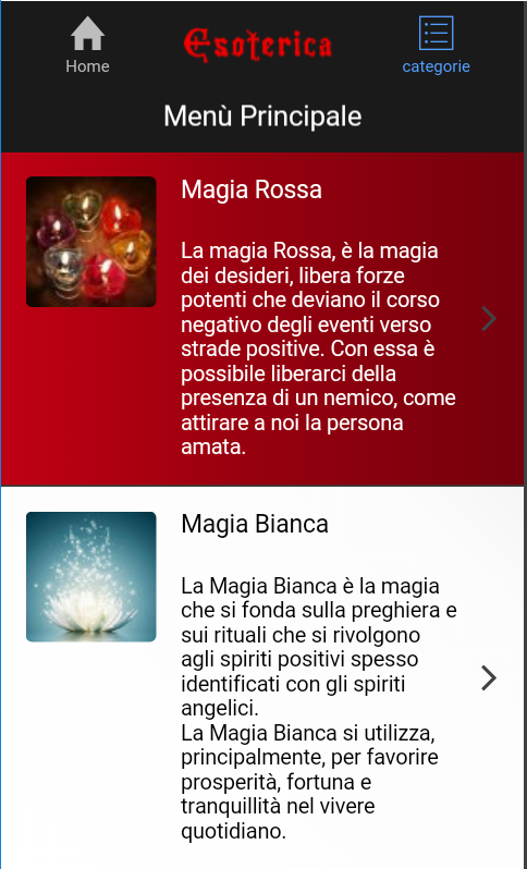 Android application Esoterica screenshort