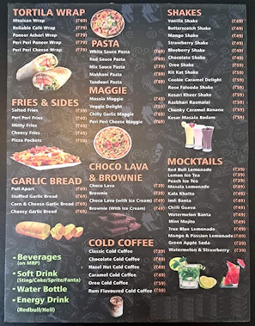 Reliable Cafe menu 