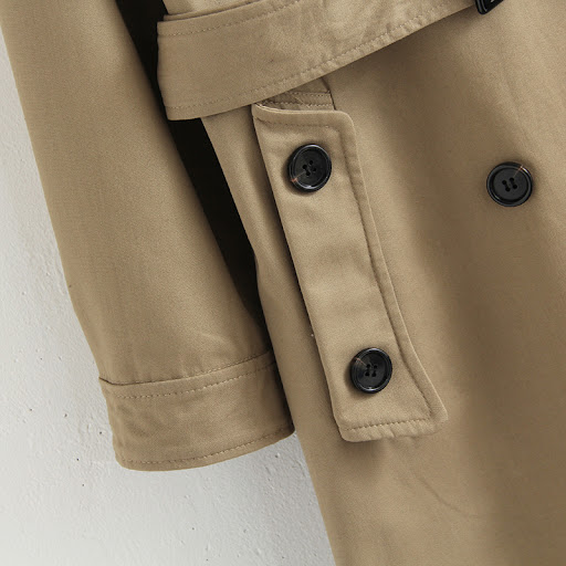 Title 5, Long Double-Breasted Lapel Slim Trench Coat for...
