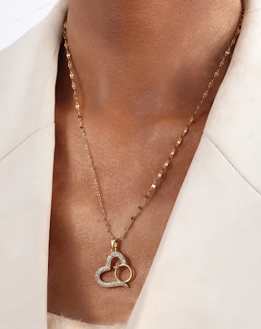 Bague et pendentif cœur diamant zir - 2