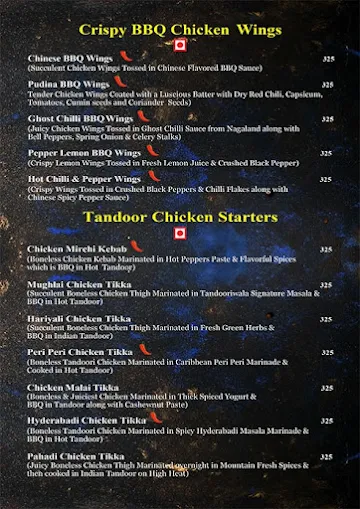 Chef Abdul's Tandooriwala menu 