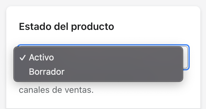 Estado del producto