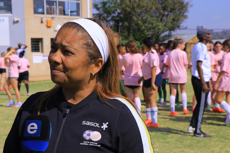 Banyana coach Desiree Ellis was also among team members who conducted the coaching clinic in Victory Park.