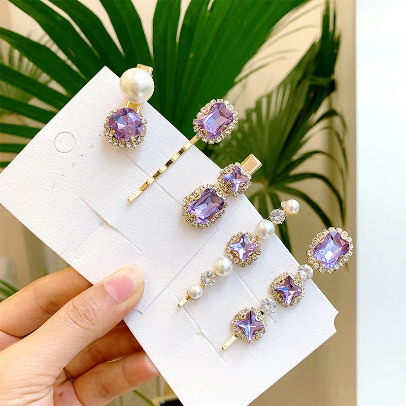Antieke zoete paarse strass parel haarclip, perfect voor een elegante look. Voeg glamour toe aan je kapsel voor speciale gelegenheden.