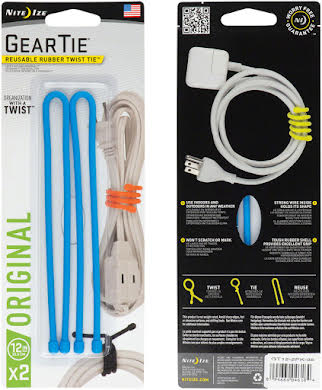 Nite Ize Gear Tie Reusable Rubber Twist Tie - 12", 2 Pack, Bright Blue alternate image 0