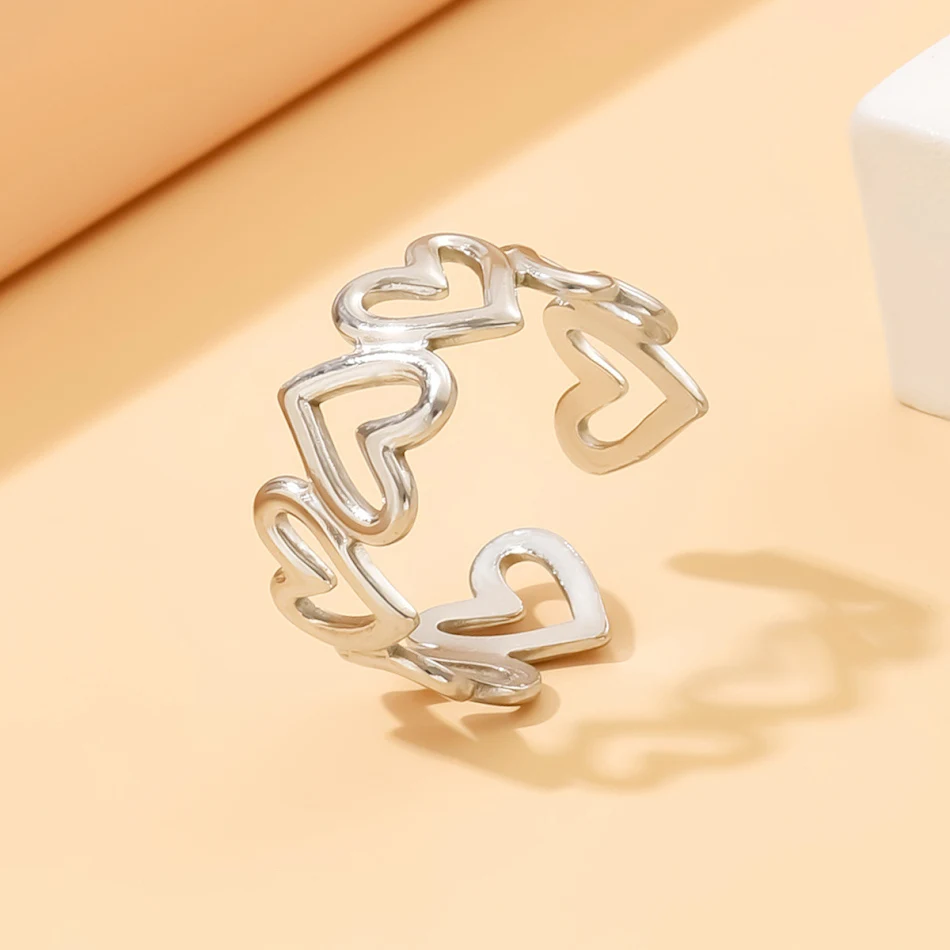 Titanium verstelbare mode hartvormige roestvrijstalen ring voor dames Stijlvolle en duurzame ring voor dagelijks gebruik