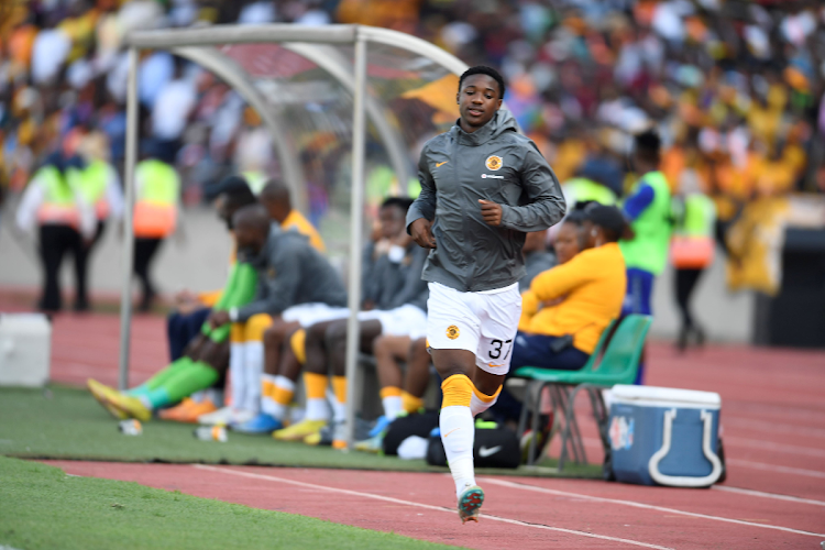 Kaizer Chiefs player Samkelo Zwane during the DStv Premiership match against SuperSport United at Royal Bafokeng Stadium on May 13, 2023.