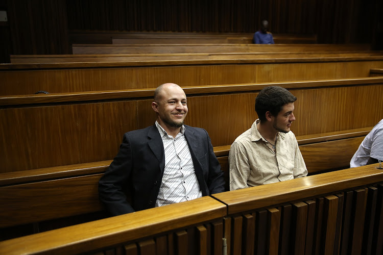 Zak Valentine and Le Roux Steyn (right) in the High Court in Johannesburg. A journalist has been accused of having a relationship with Steyn.