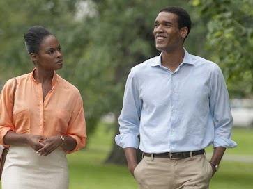 Actors portraying Michelle & Barack Obama in film 
Image from https://www.npr.org/2016/08/27/491503352/southside-with-you-a-love-story-about-barack-and-michelle-obama