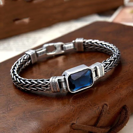 Title 2, Vintage Mens Tibetan Silver Woven Bracelet Cla...