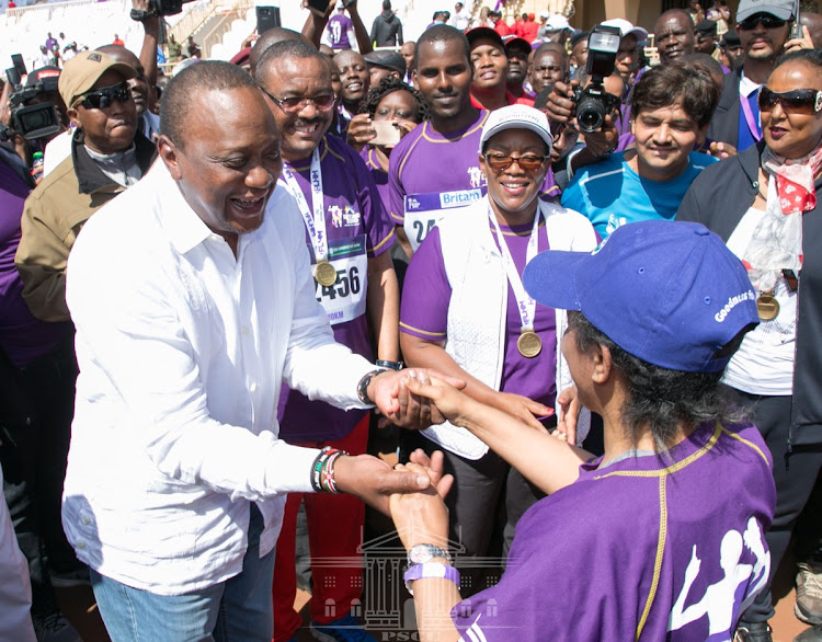 President Uhuru Kenyatta during the Beyond Zero marathon on Sunday, March 10.