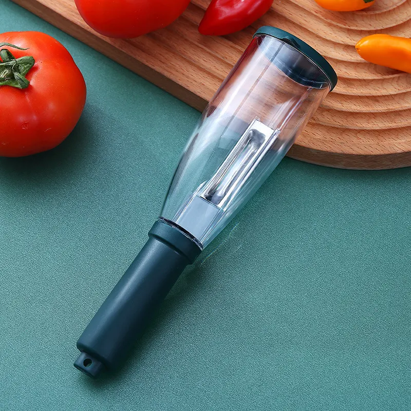 Schilmes Schraper Huishouden met Opbergruimte – Schilplaner voor groenten en fruit, makkelijk en efficiënt in gebruik, compact ontwerp, ideaal voor dagelijks gebruik