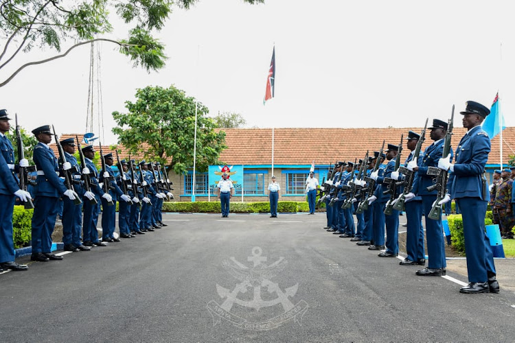 Major General Fatuma Ahmed prepares to inspect a guard of honour as she assumed her role as Commander KAF during the change of guard ceremony held at KAF Headquarters on May 9, 2024.