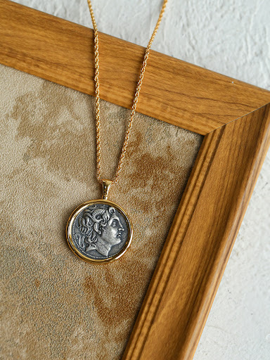Title 13, Silver Coin Long Necklace Womens Retro Simple ...
