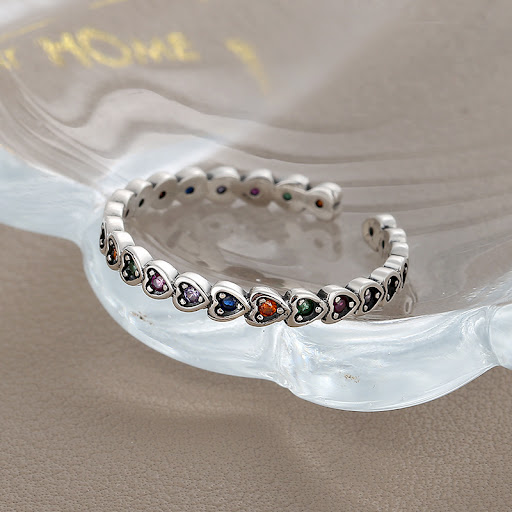 Title 4, S925 Sterling Silver Ring Rainbow Zircon Female...