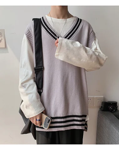 Vintage knitted plaid sweater vest - 0