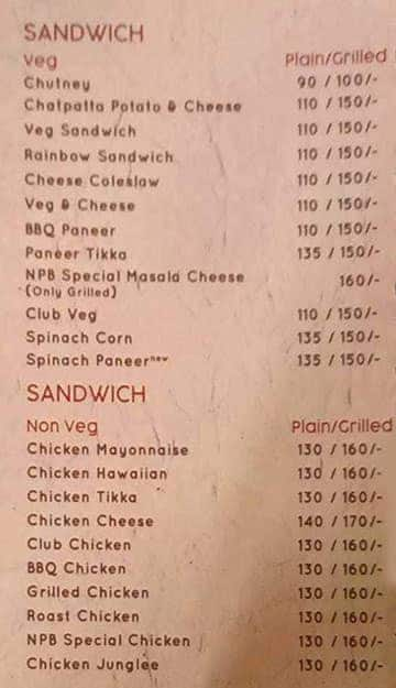 Poona Sweets menu 