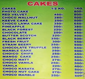 Heera Bakery menu 