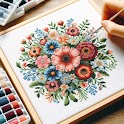 Flowers Cross Stitch Coloring