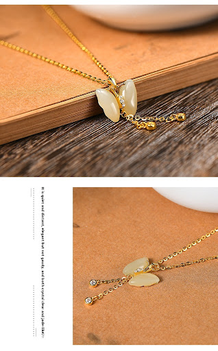 Title 5, Butterfly Tassel Necklace Female S925 Sterling ...