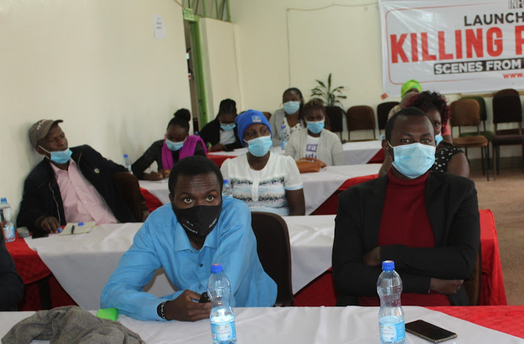 Some Nyeri residents watch the film at Ibis Hotel in Nyeri on Wednesday