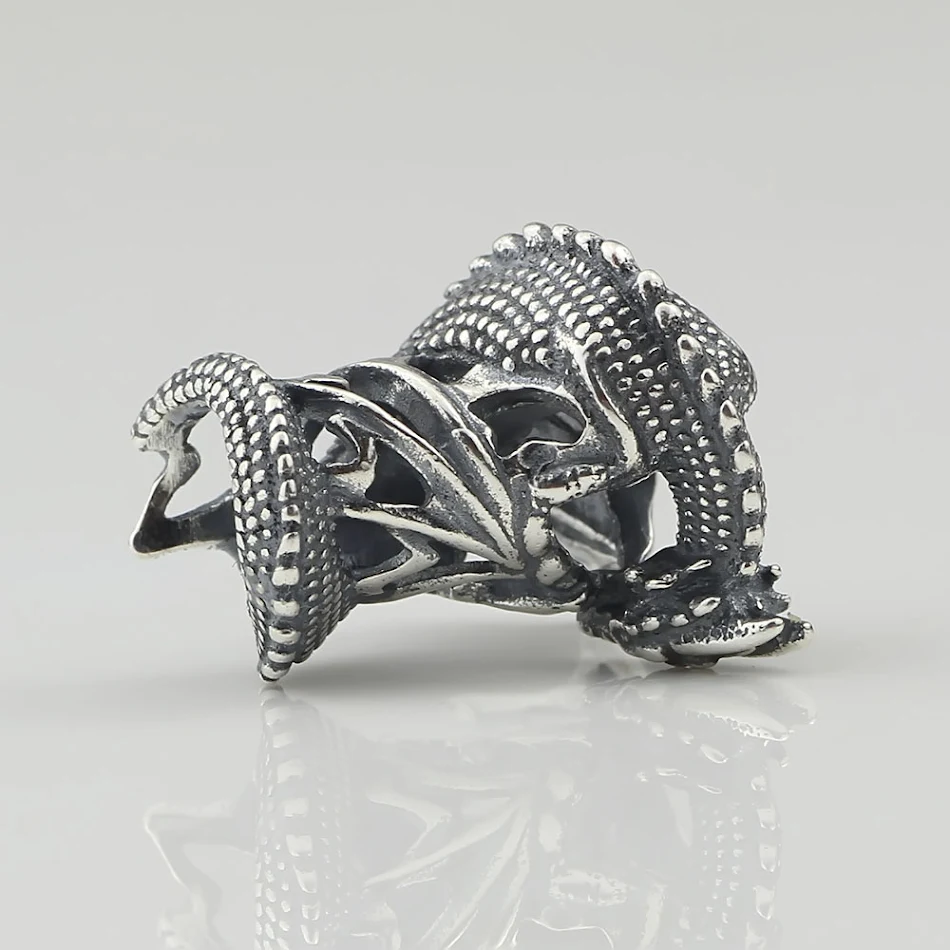 Bracelet Dragon de Glace et de Feu en argent S925, perles enfilées, un bijou distinctif pour hommes et femmes, style mystique et élégant.