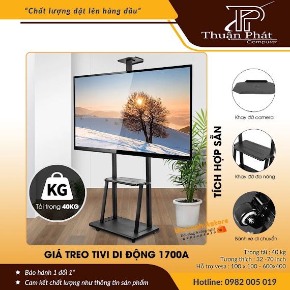 Giá Treo Tivi Di Động 1700 32 - 43 - 50 - 55 - 65 - 70 Inch Kệ Treo Tivi Có Bánh Xe Di Chuyển - Ưu Việt Hơn Nb Ava1500