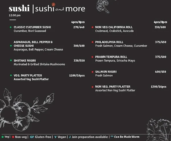 Sushi And More menu 