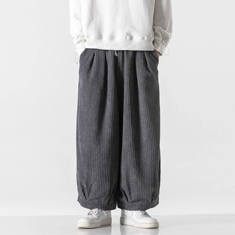 Pantalon Harem en Corduroy Grande Taille Homme Style Hong Kong Ample Casual Japonais