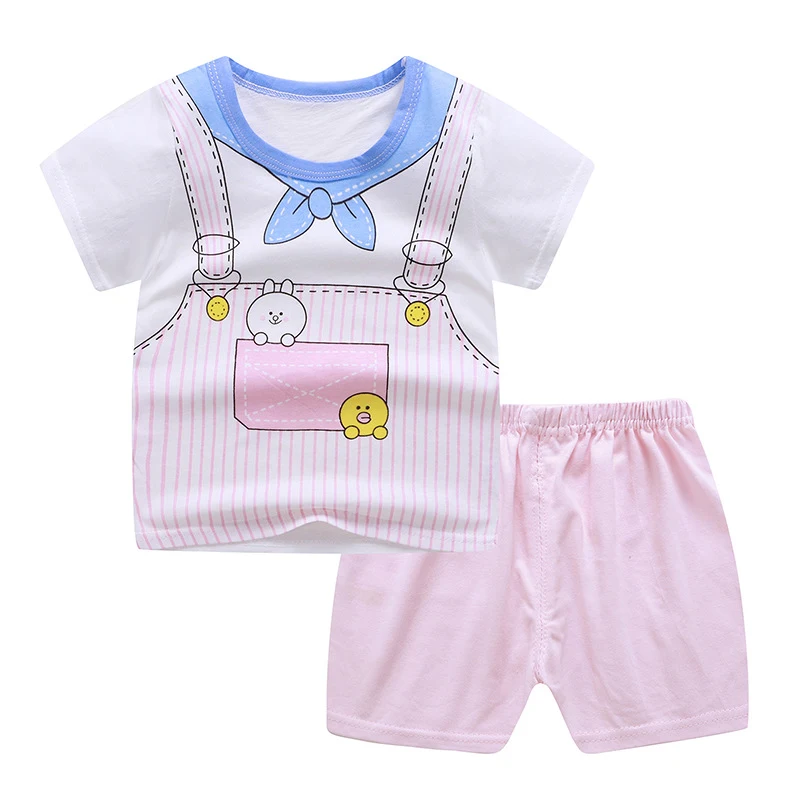 Nouveau Ensemble Bébé Manches Courtes En Coton Doux Confortable et Respirant Parfait pour les Enfants Léger et Facile à Enfiler Idéal Été