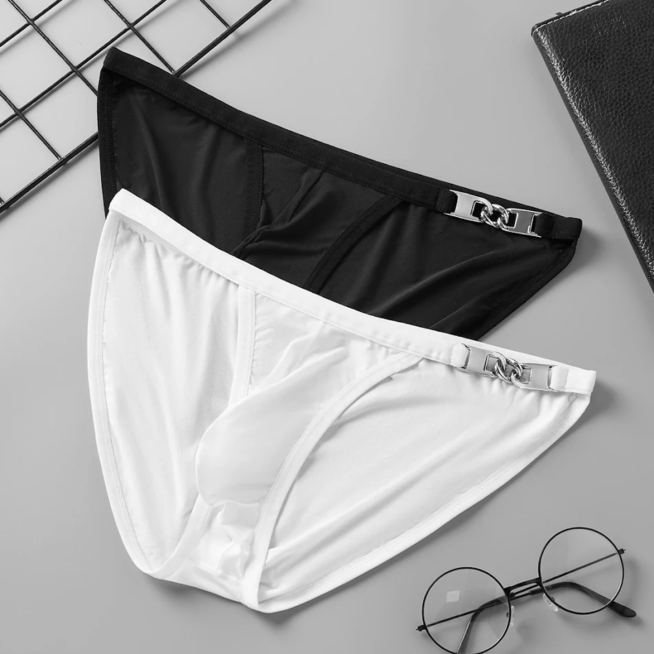 Heren Sexy Briefs van Metaal, Dun, Laag in de Taille, Ademend, Zweetabsorberend, Perfect voor Comfort en Stijl.