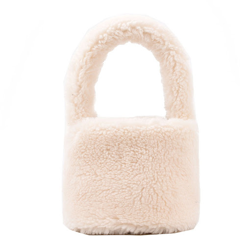 Title 7, Womens Fashion Lamb Wool Plush Bucket Bag Hand...