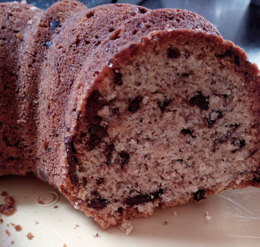 German bunt cake, filled with hazelnut meal and chocolate