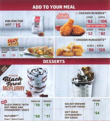 McDonald's menu 