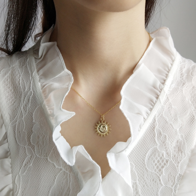 925 sterling silver necklace moon design gold necklace chain