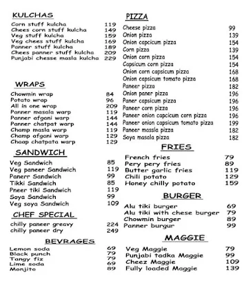 The Assorted Cafe menu 