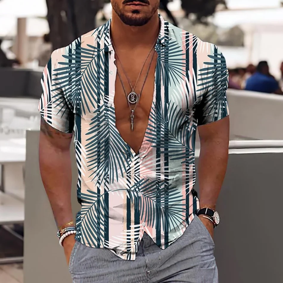 Camicia Hawaiana Uomo Maniche Corte con Revers – Comfort e Stile Tropicale per un Look Casual e Fresco, Perfetta per l'Estate e le Vacanze
