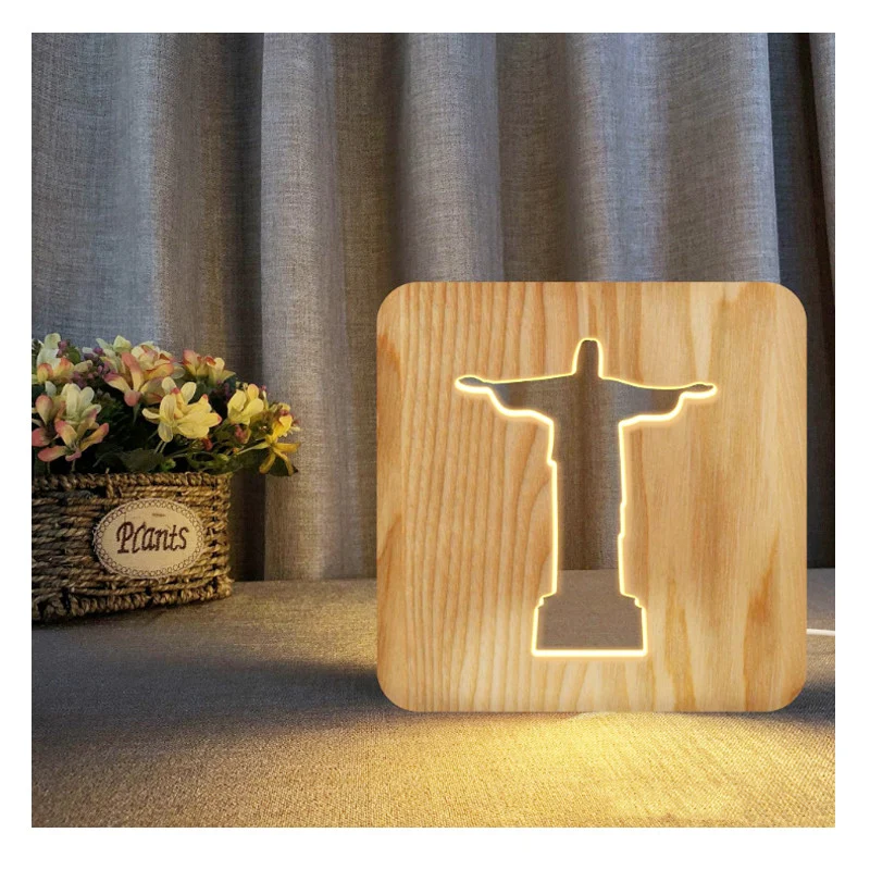 Hohl nacht lampe aus massivem Holz, sorgt für warme, entspannte Atmosphäre im Schlafzimmer. Ideal für sanfte, dekorative Beleuchtung.