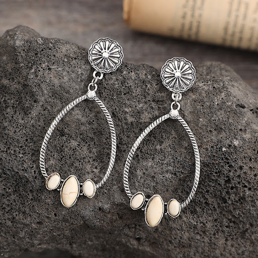 Title 1, Big Circle Drop-shaped Turquoise Earrings, Natu...