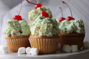 Pistachio Ambrosia Cupcakes