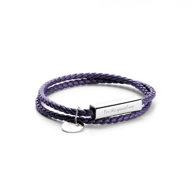 Title 16, Stainless Steel Braided Leather Rope Couple Bra...